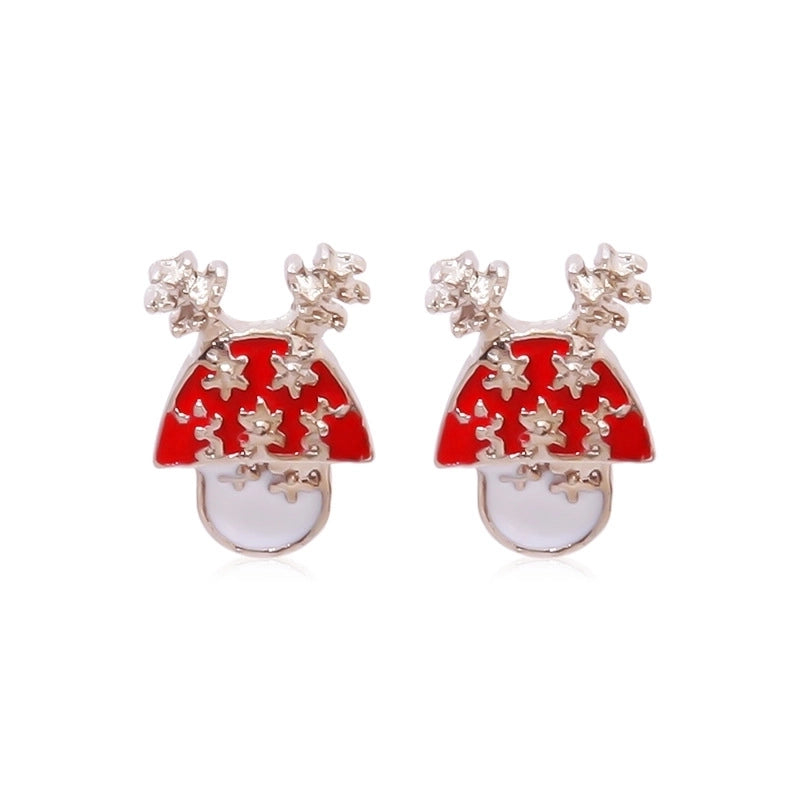 Fashion Christmas Tree Bell Snowflake Alloy Rhinestones Ear Studs