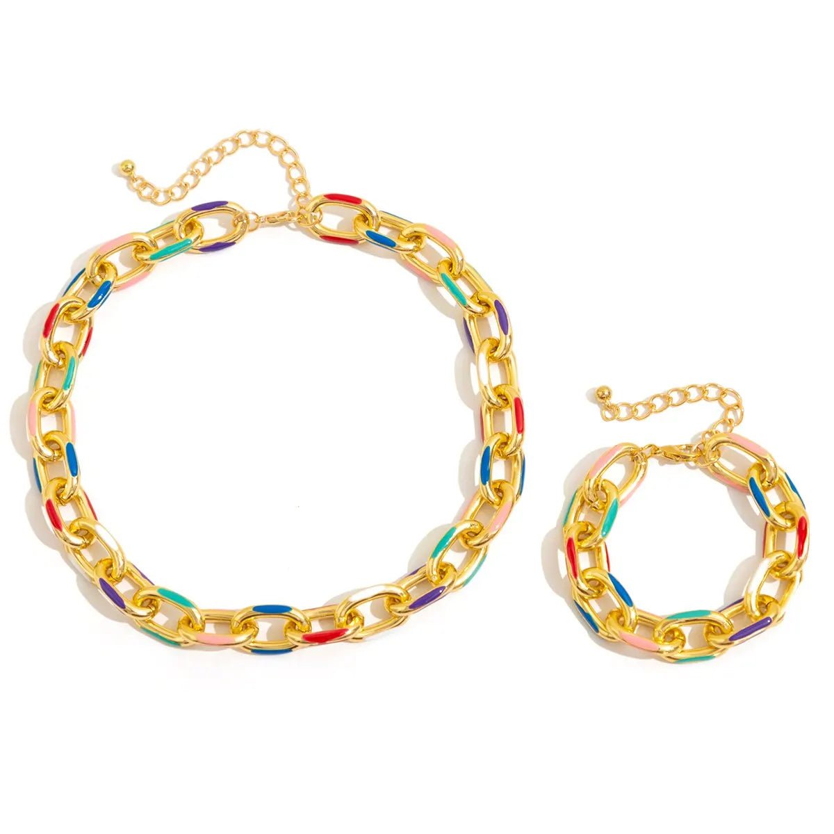 Colorful Chain Bracelet and Necklace Set