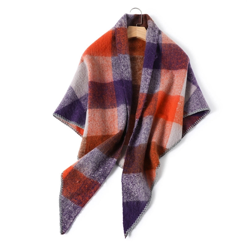 Unisex Vintage Style Lattice Imitation Cashmere Polyester Scarf