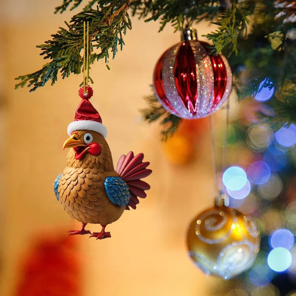 🎄12 Stuks🐓Kerstmuts kippen decoratie✨