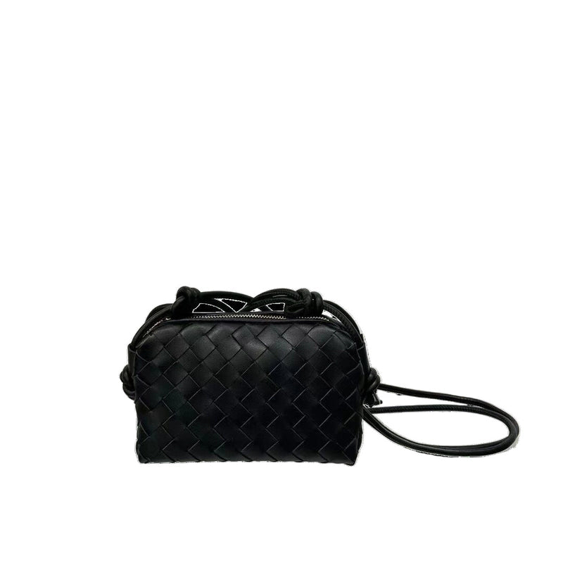 Women's Leather Solid Color Classic Style Weave Square Zipper Crossbody Bag