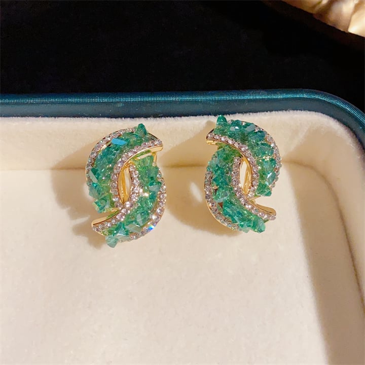 💖💕Fashion Cross Green Crystal Earrings