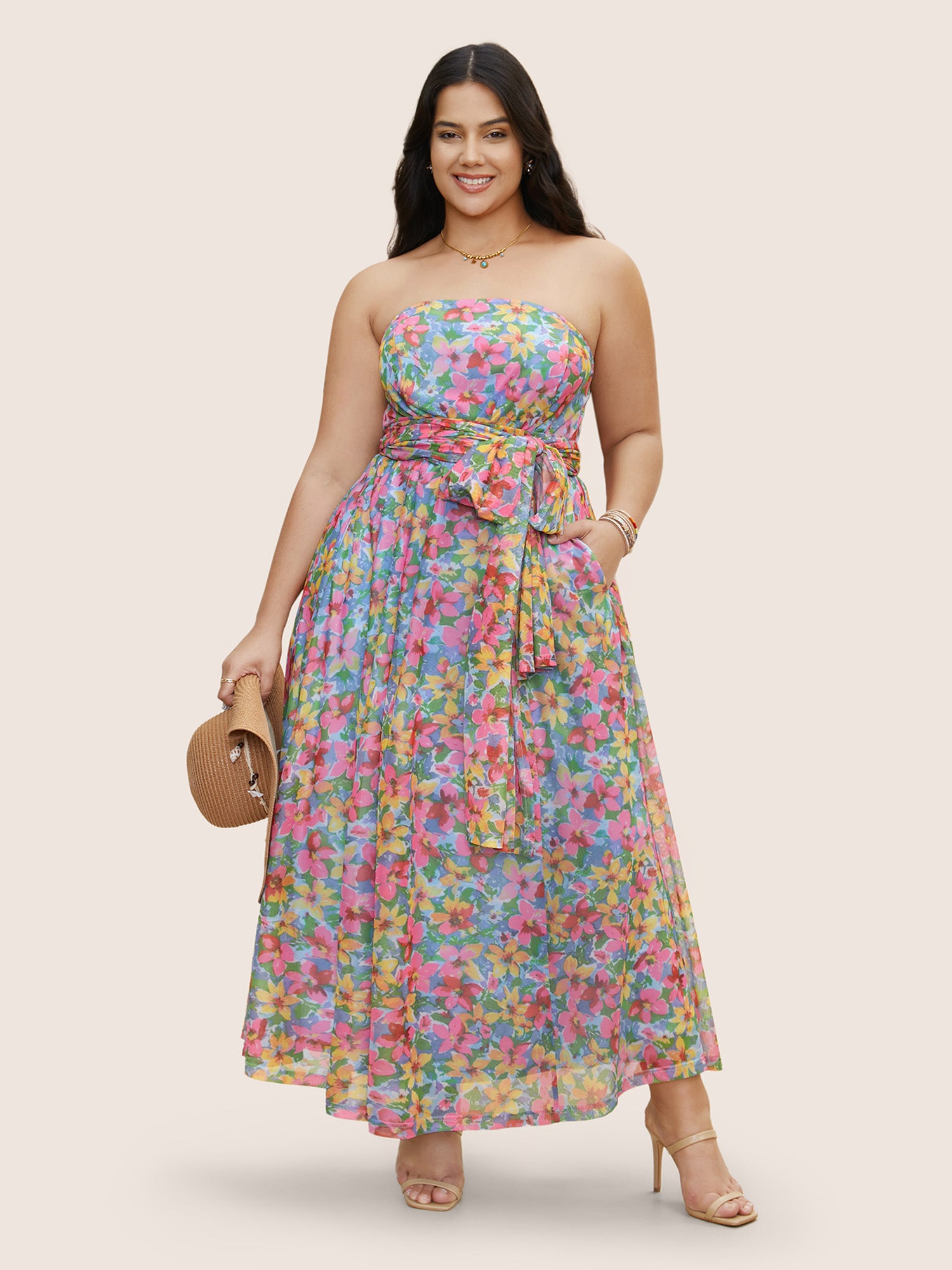 Everywhere Dress - Colored Floral Belted Dress