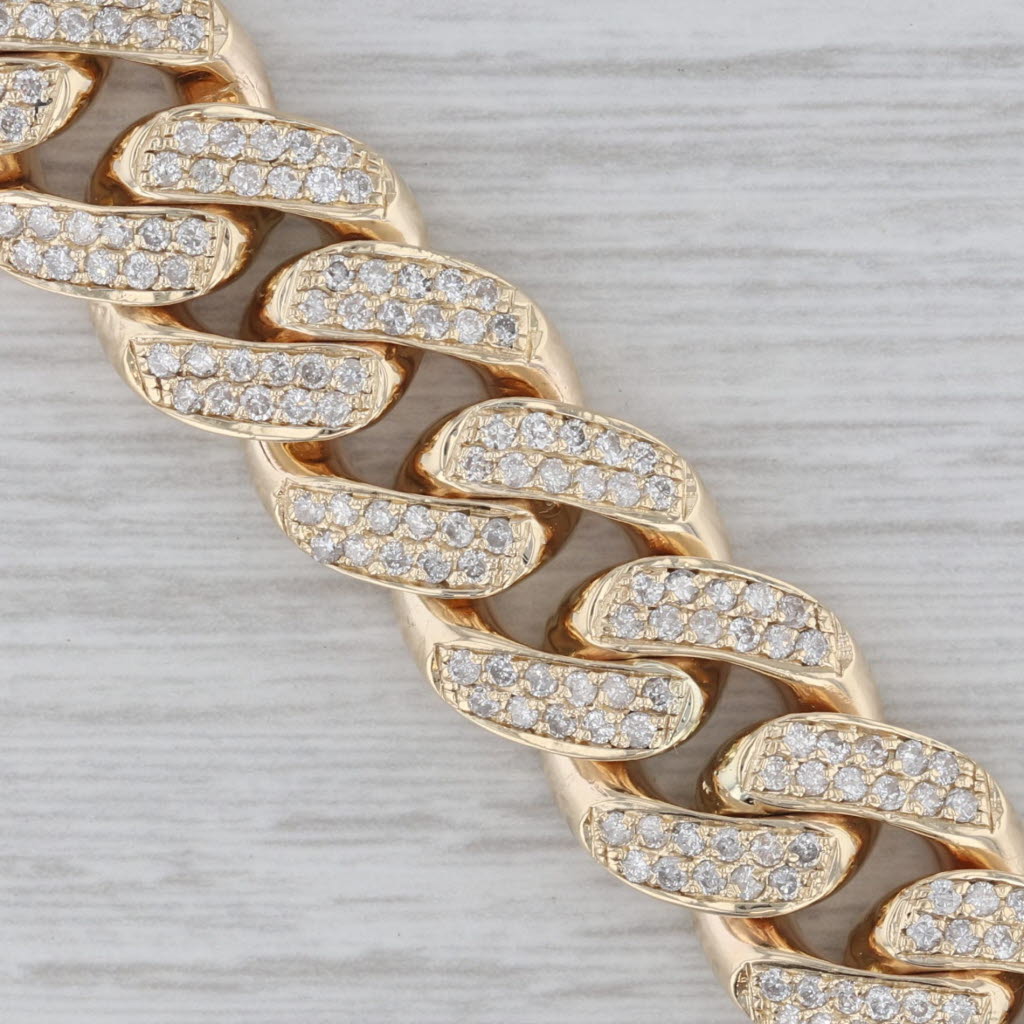 5ctw Diamond Curb Chain Bracelet 10k Yellow Gold 7.5 13.2mm