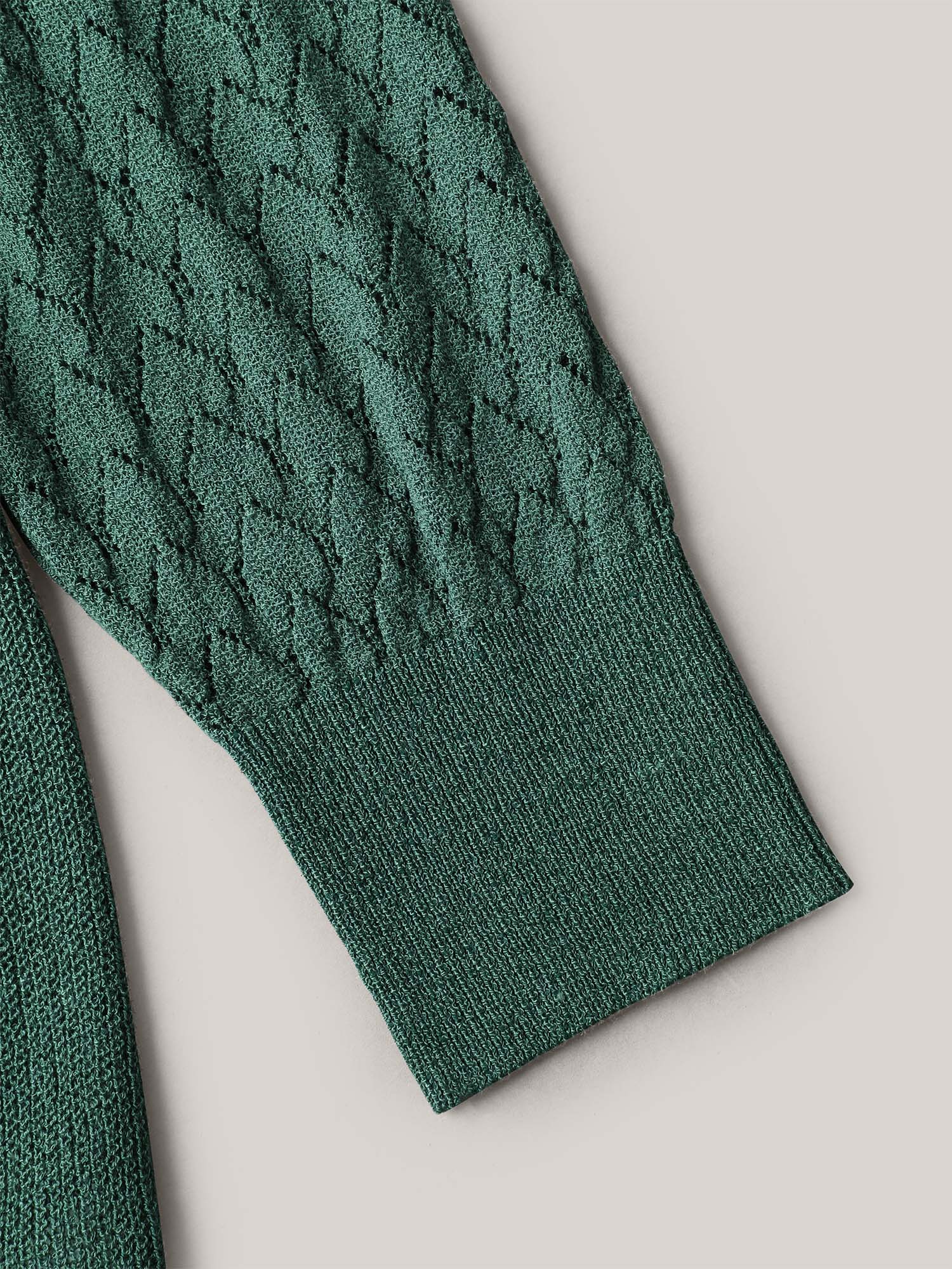 Cut-Out Textured Ribbed Hem Pullover