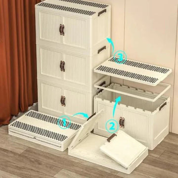 3 Layer Folding Storage Wardrobe With Wheels