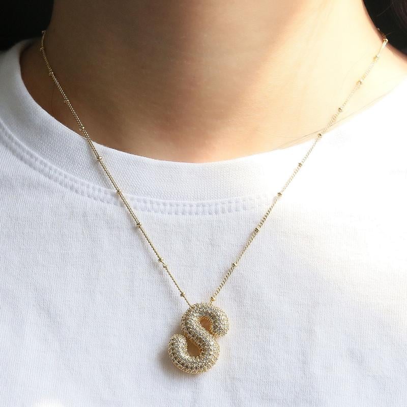 🔥Last Day 49% OFF-Diamond Bubble Letter Necklace