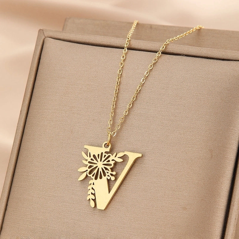 Basic Classic Style Letter Stainless Steel Plating Pendant Necklace