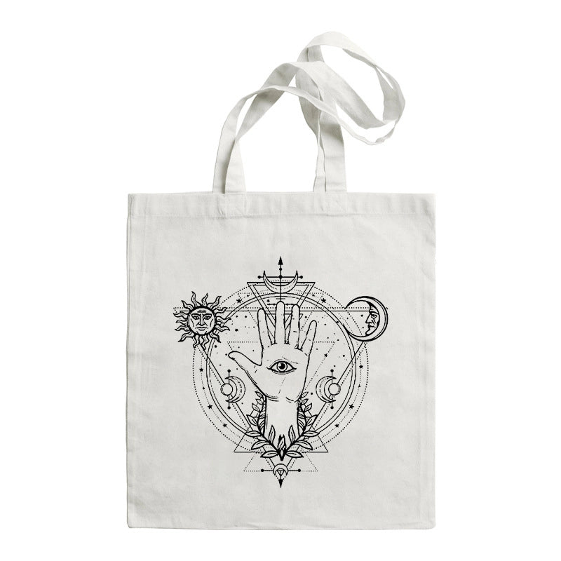Unisex Large Canvas Devil's Eye Streetwear Square Open Tote Bag