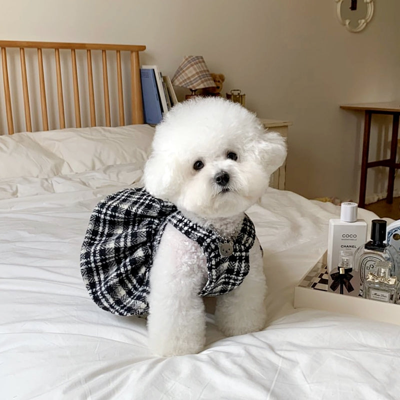 Sweet Houndstooth Printed Dog Dress/T-shirt