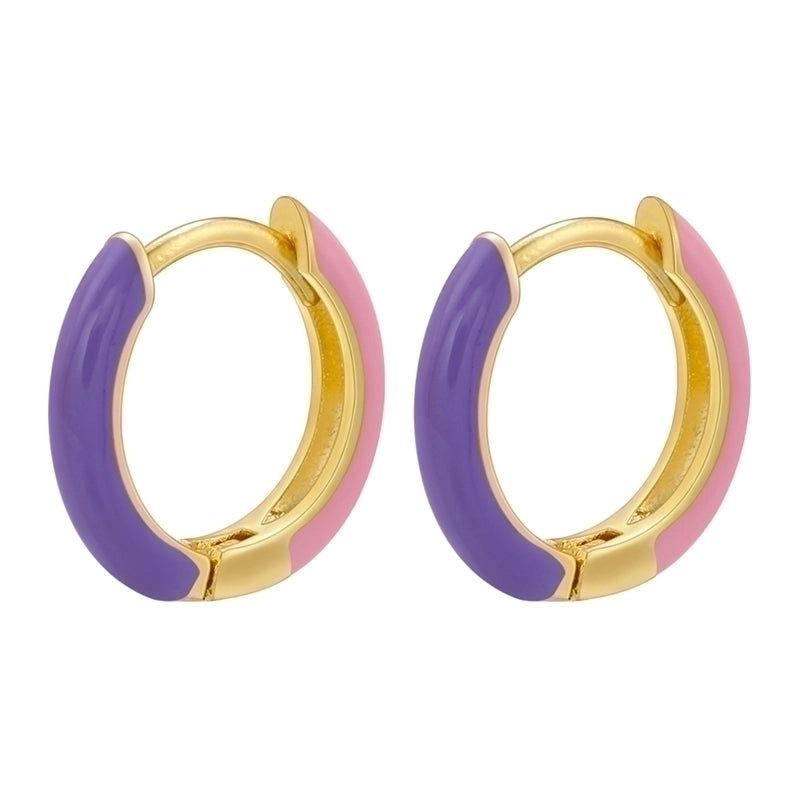 1 Pair Basic Minimalist Circle Round Enamel Plating Copper 18k Gold Plated Hoop Earrings