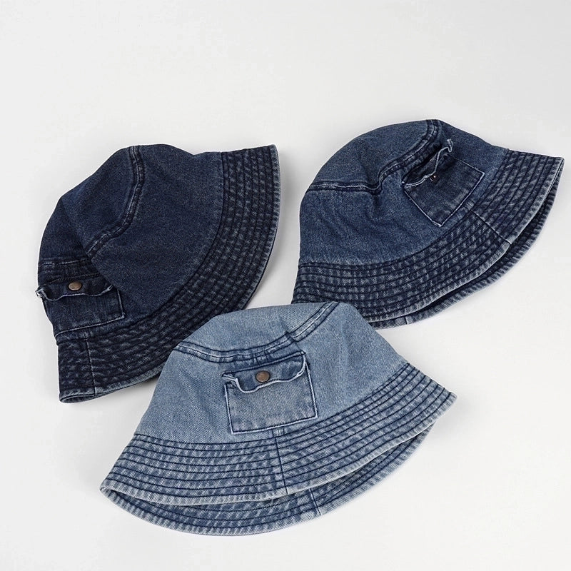 Unisex Retro Solid Color Wide Eaves Bucket Hat