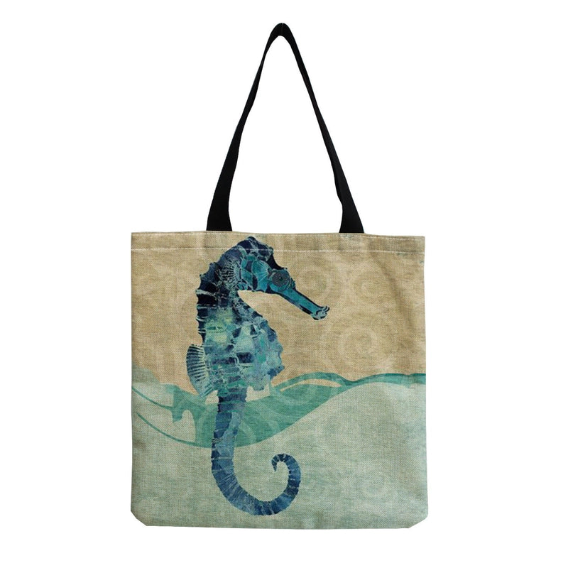 Women's Medium Linen Animal Beach Square Open Shopping Bags