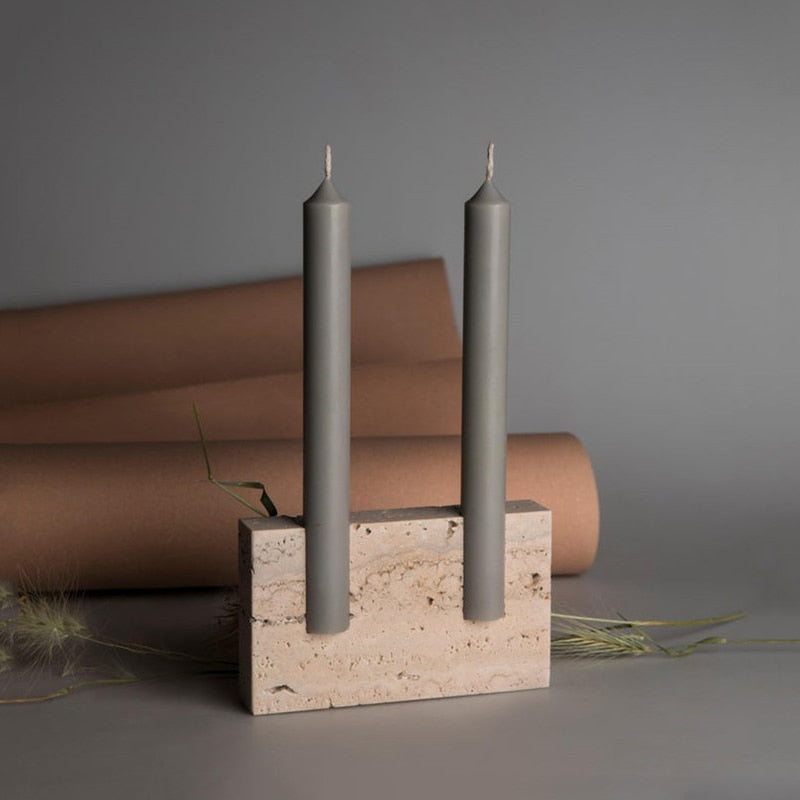 Galen Travertine Stone Candle Holder