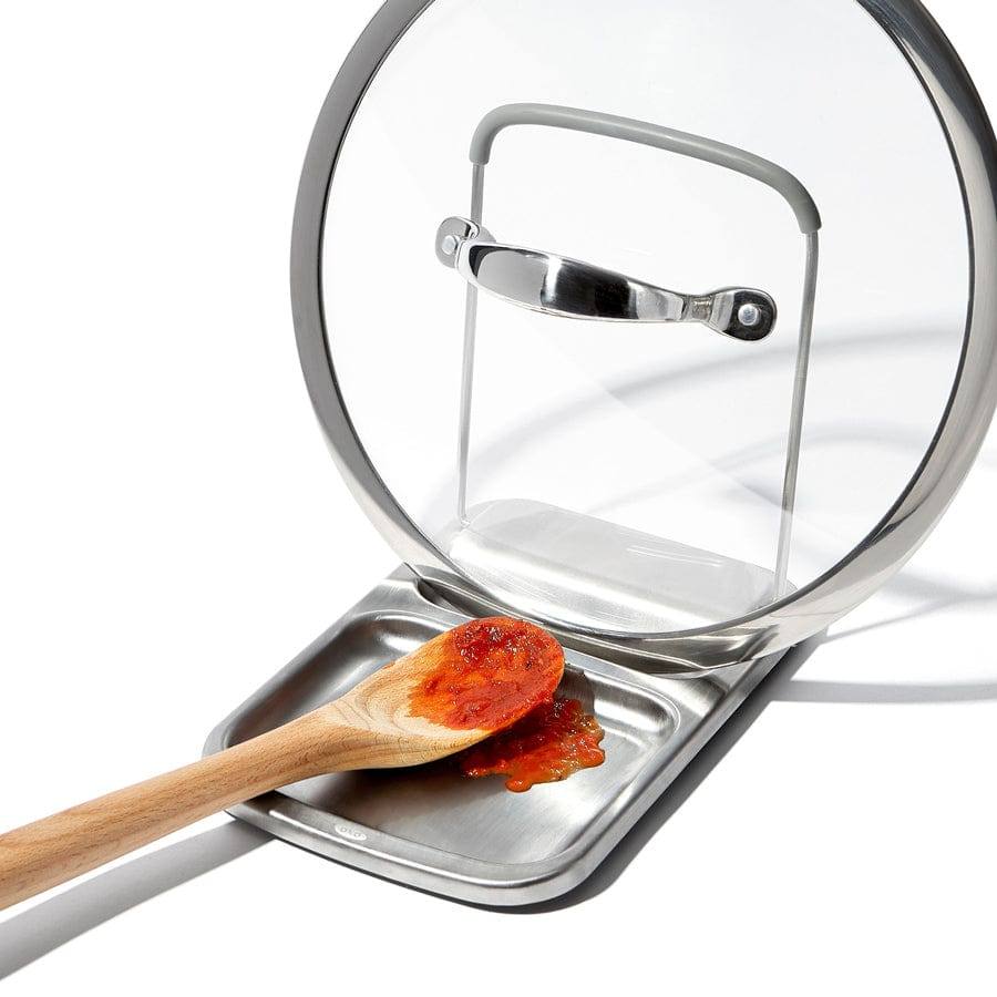 Stainless Steel Spoon Rest with Lid Holder