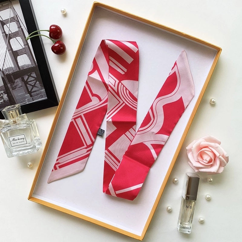 Women's Minimalist Flower Satin Printing Silk Scarf