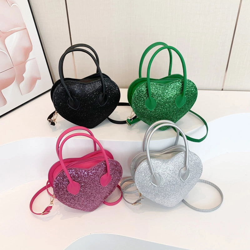Women's Small Pu Leather Solid Color Streetwear Heart-shaped Zipper Underarm Bag