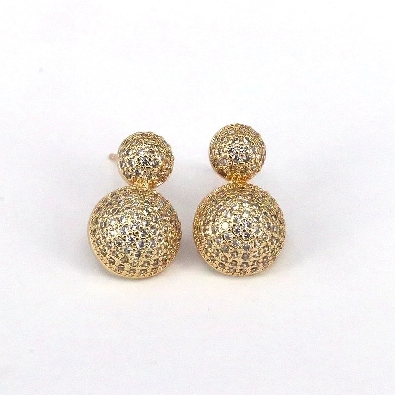1 Pair Ig Style Minimalist Round Water Droplets Heart Shape Plating Inlay Copper Zircon 18k Gold Plated Silver Plated Ear Studs