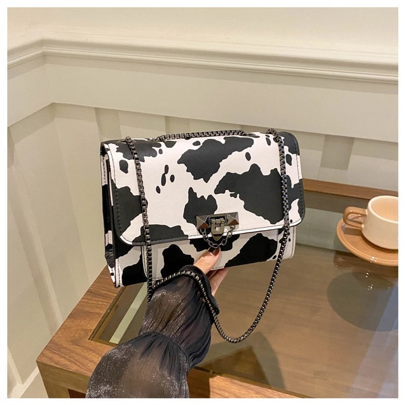 Women's Small Pu Leather Color Block Streetwear Square Flip Cover Shoulder Bag