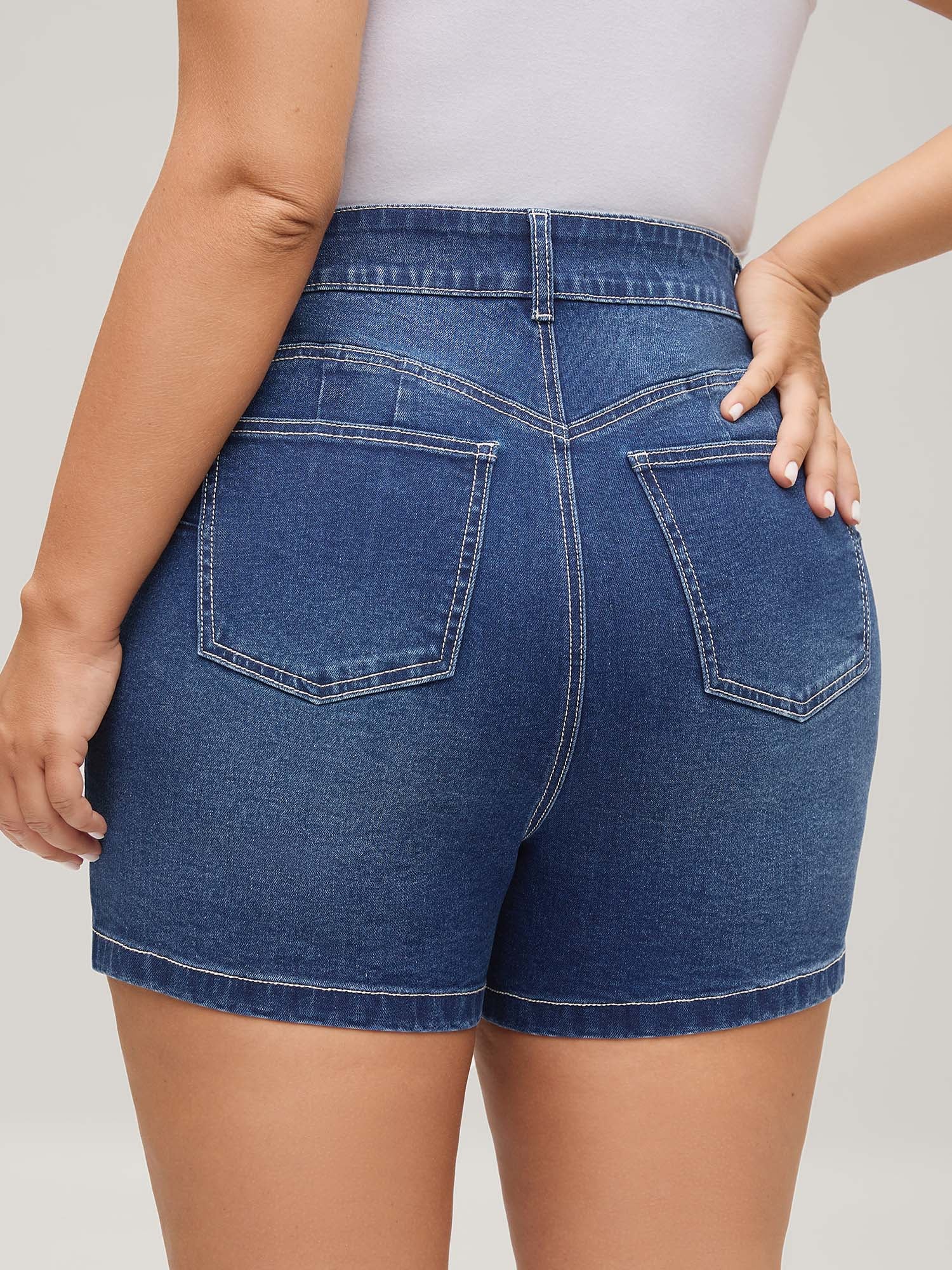 Booty-Lifting Straight-Fit Denim Shorts