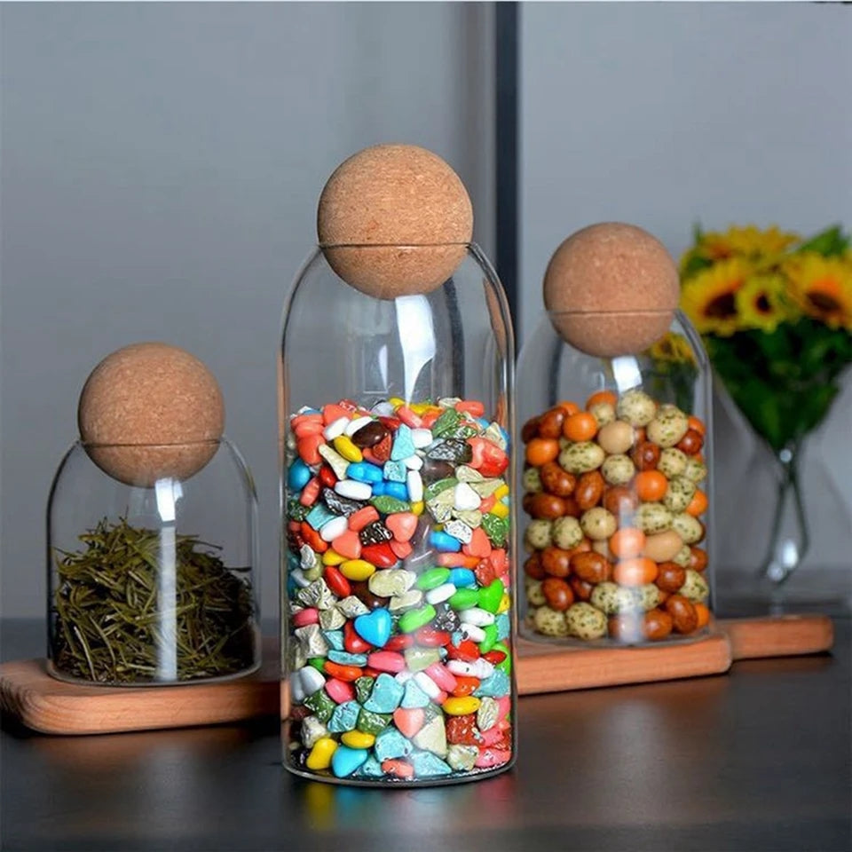 BALL CORK GLASS JARS