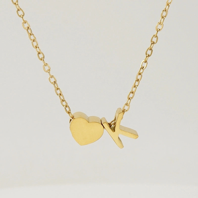 Fashion Letter Heart Shape 304 Stainless Steel 18K Gold Plated Gold Plated Stainless Steel Necklaces
