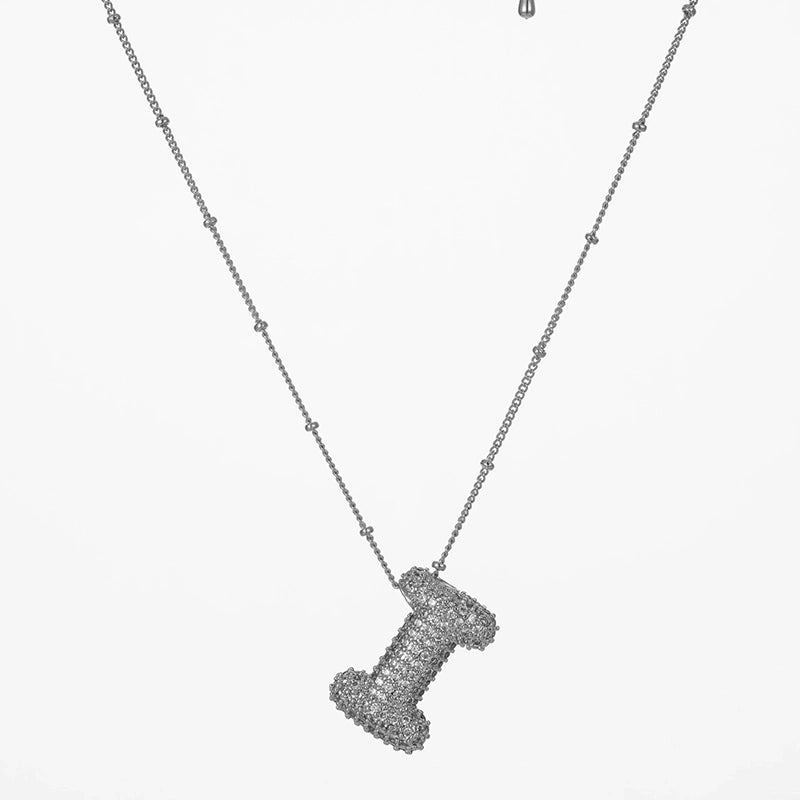 Copper Gold Plated Silver Plated IG Style Minimalist Plating Inlay Letter Zircon Pendant Necklace