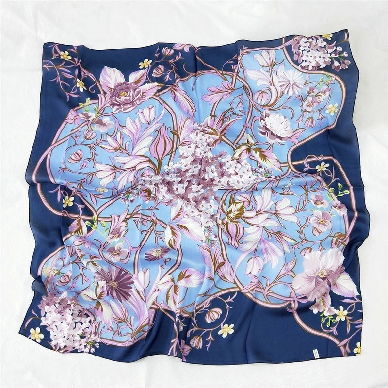 Women's Sweet Color Block Satin Printing Silk Scarves