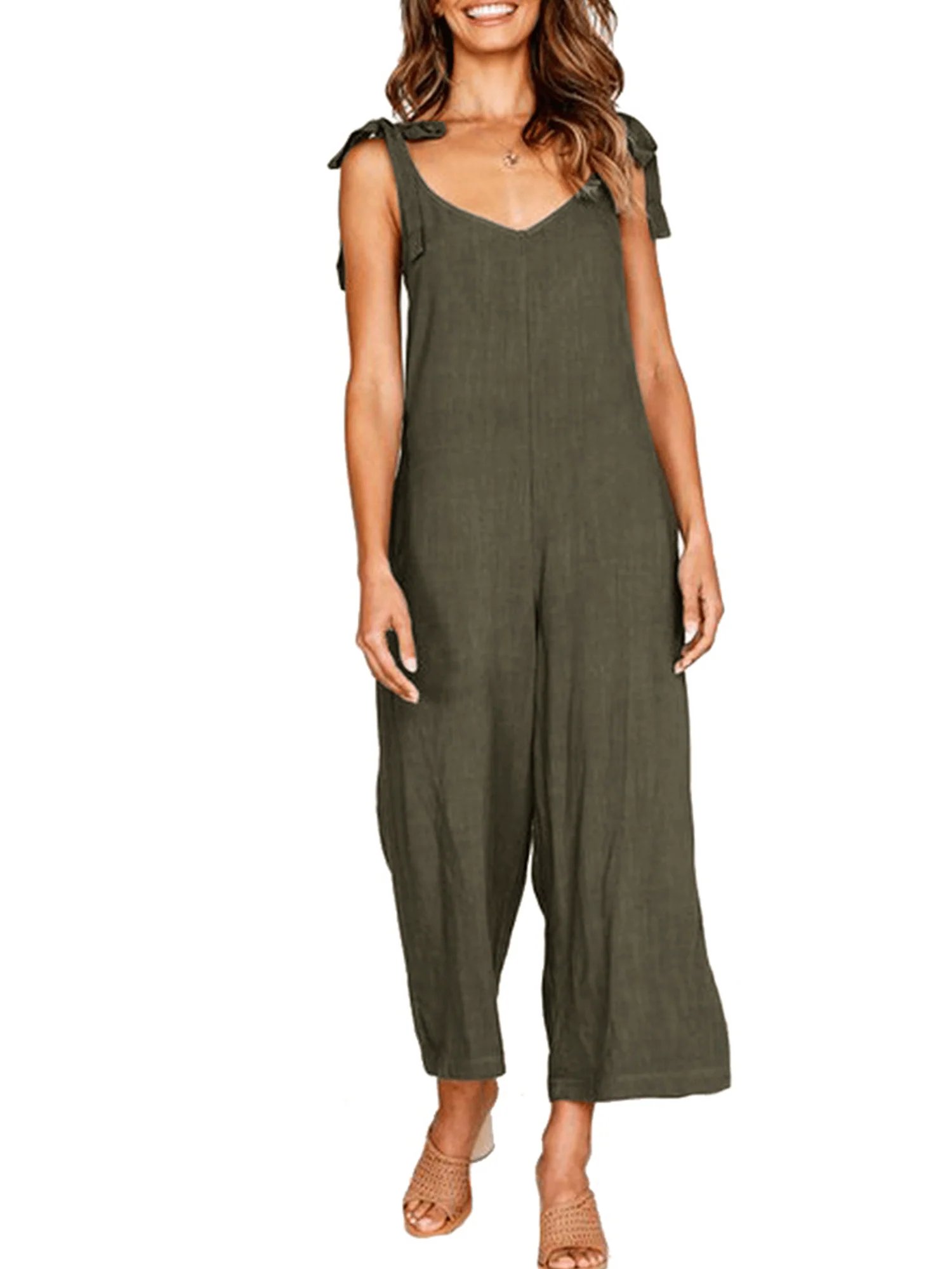 Women's Loose Casual Cotton Linen Jumpsuit