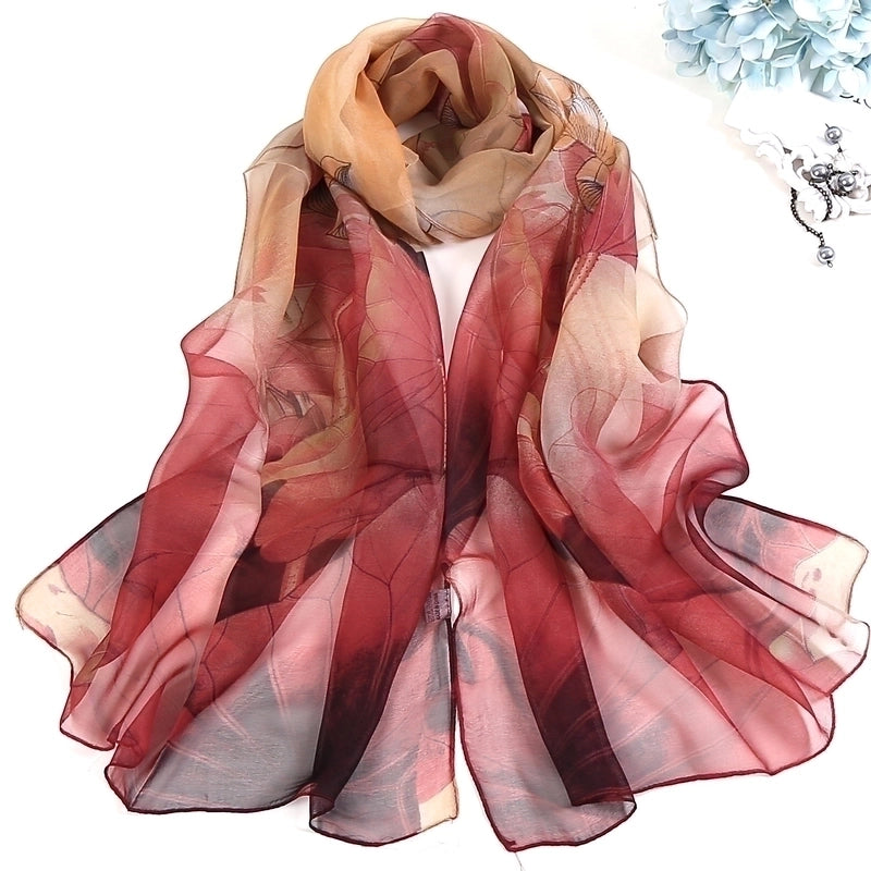 Women's Vacation Color Block Floral Polyester Silk Scarves