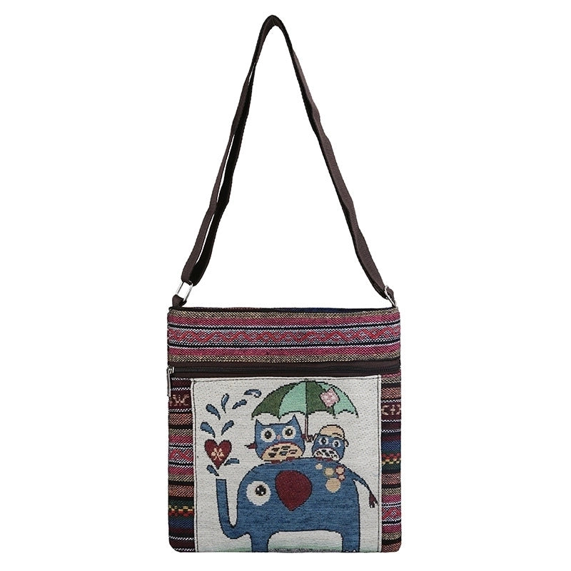 Women's Small Canvas Letter Basic Square Zipper Crossbody Bag