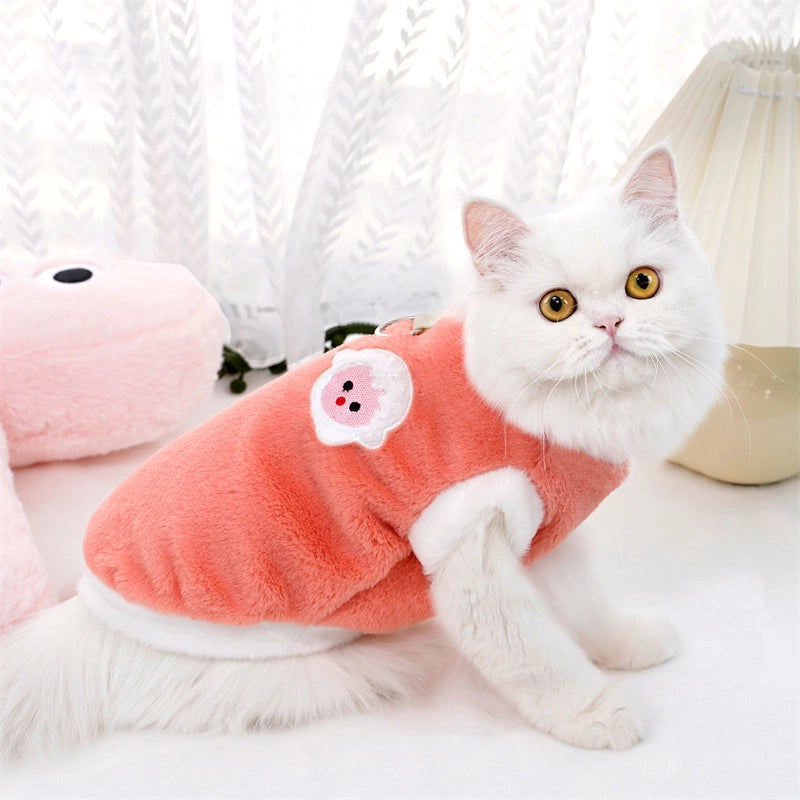 Thickened Warm Franece Velvet Embroidered Little Sheep Pet Clothes For Dogs Cats Autumn/winter Season