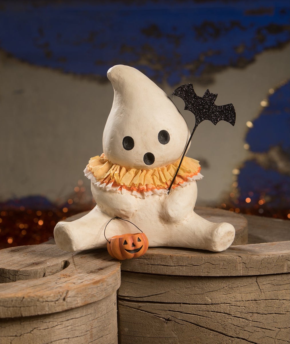 Candy Corn Collar Boo Ghost. Paper Mache