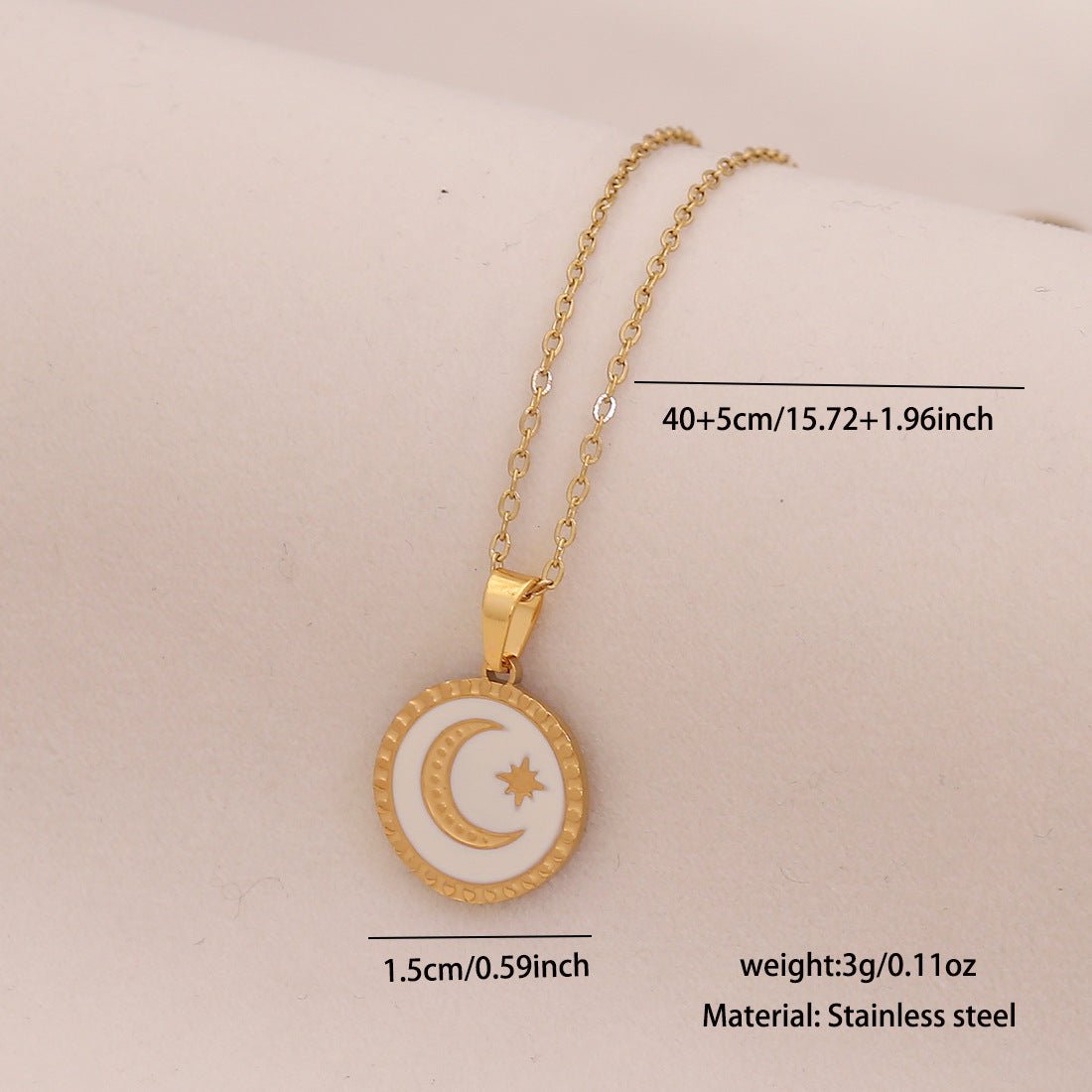 Star Moon Stainless Steel Pendant Necklace Devil'S Eye Necklace N1581