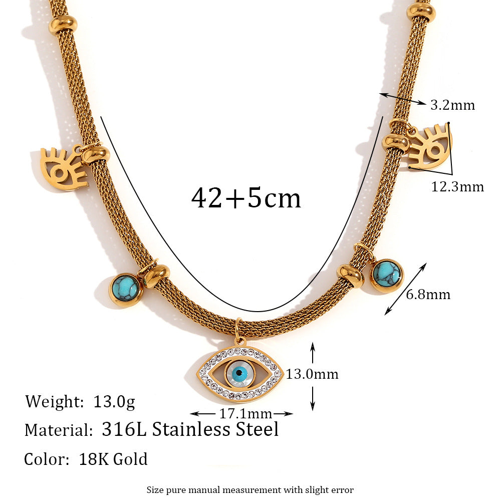Fashion Eye Geometric Stainless Steel 18K Gold Plated Necklaces