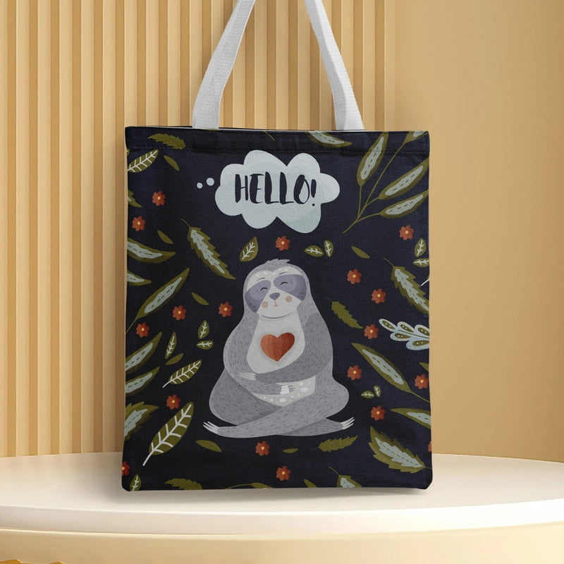 Women's Medium Canvas Animal Basic Classic Style Square Open Canvas Bag