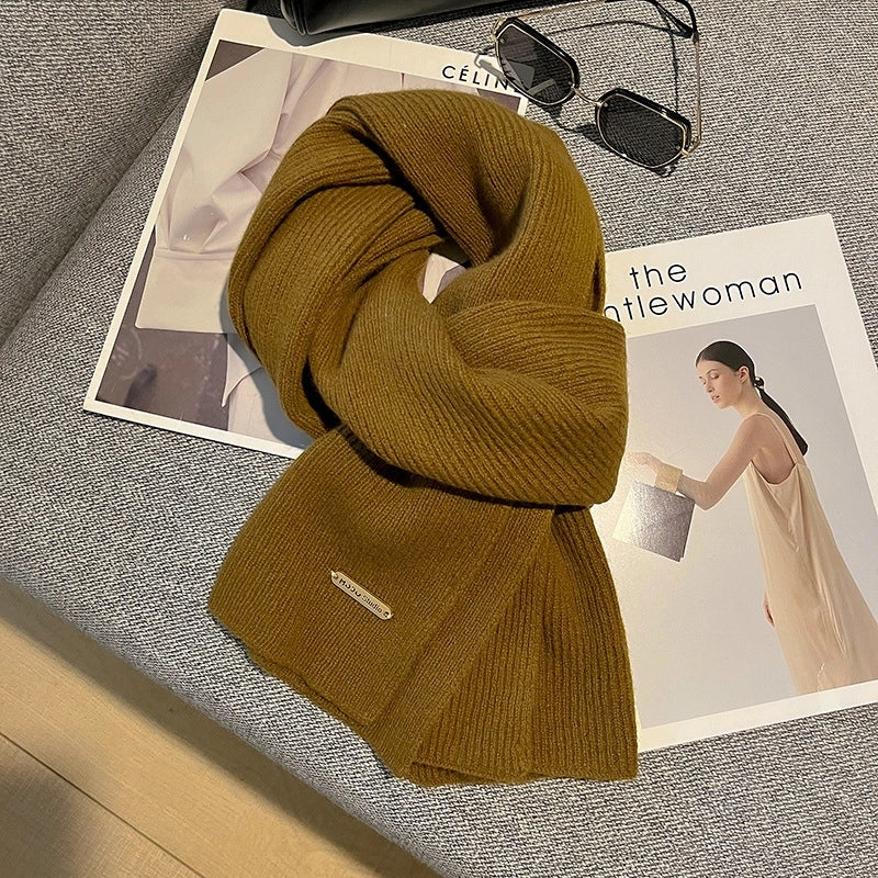 Unisex Elegant Business Basic Solid Color Fleece Scarf