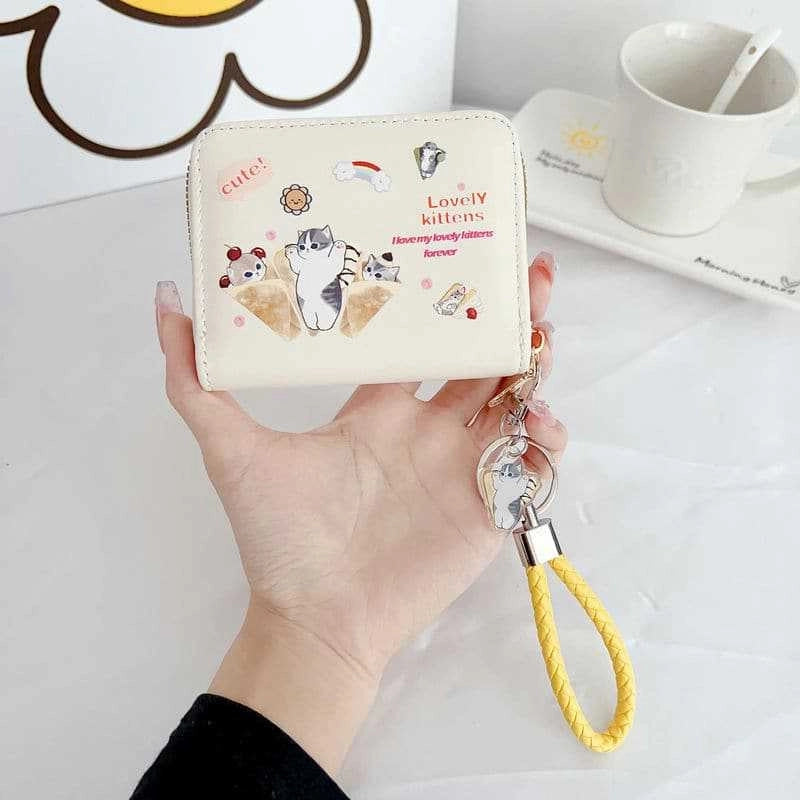 Wallet Card Bag Integrated Cute Women's Cat Cat Cartoon Large Capacity Small Korean Style Anti-degaussing