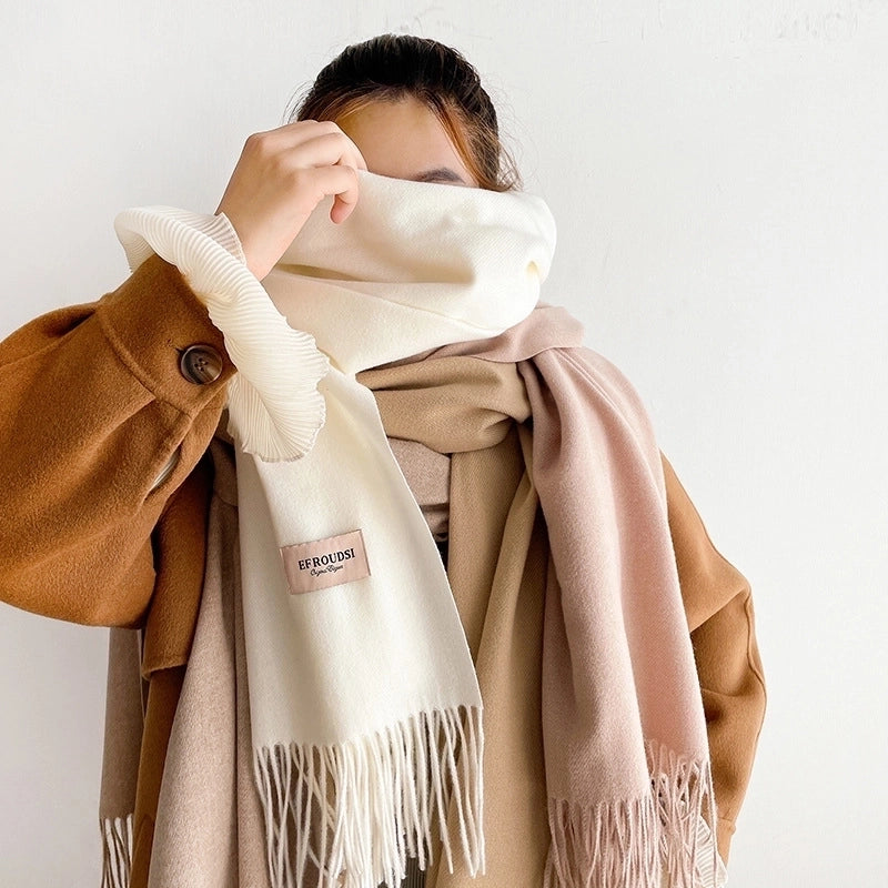 Women's Basic Minimalist Solid Color Imitation Cashmere Scarf