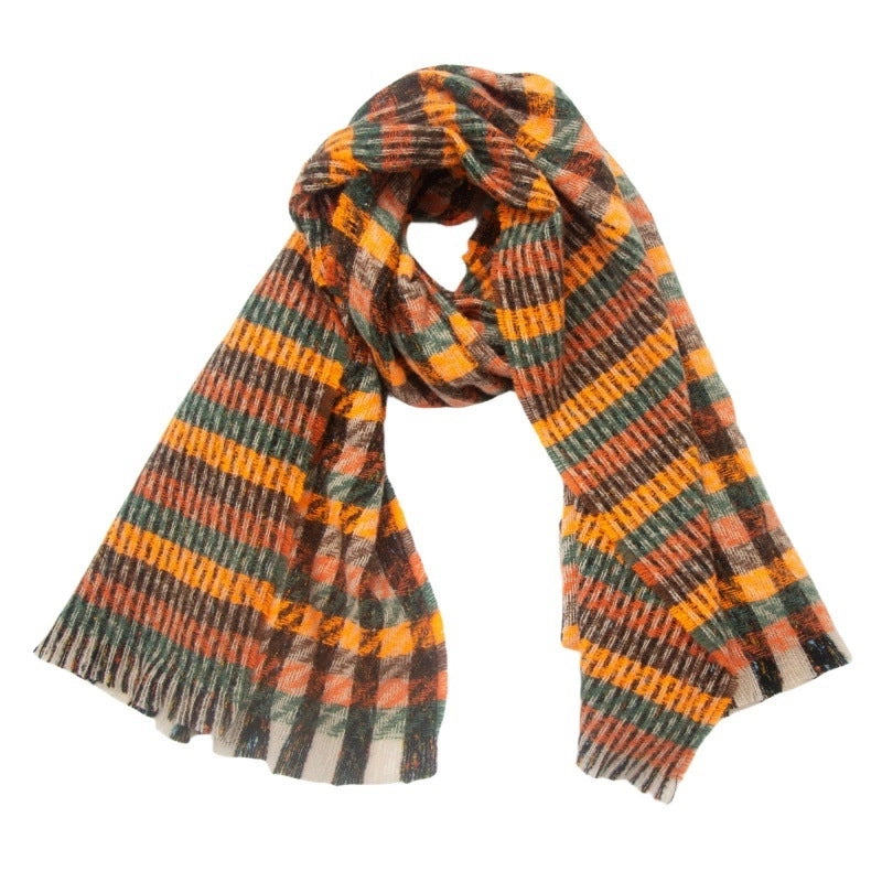 Unisex Casual Minimalist Lattice Polyester Tassel Scarf