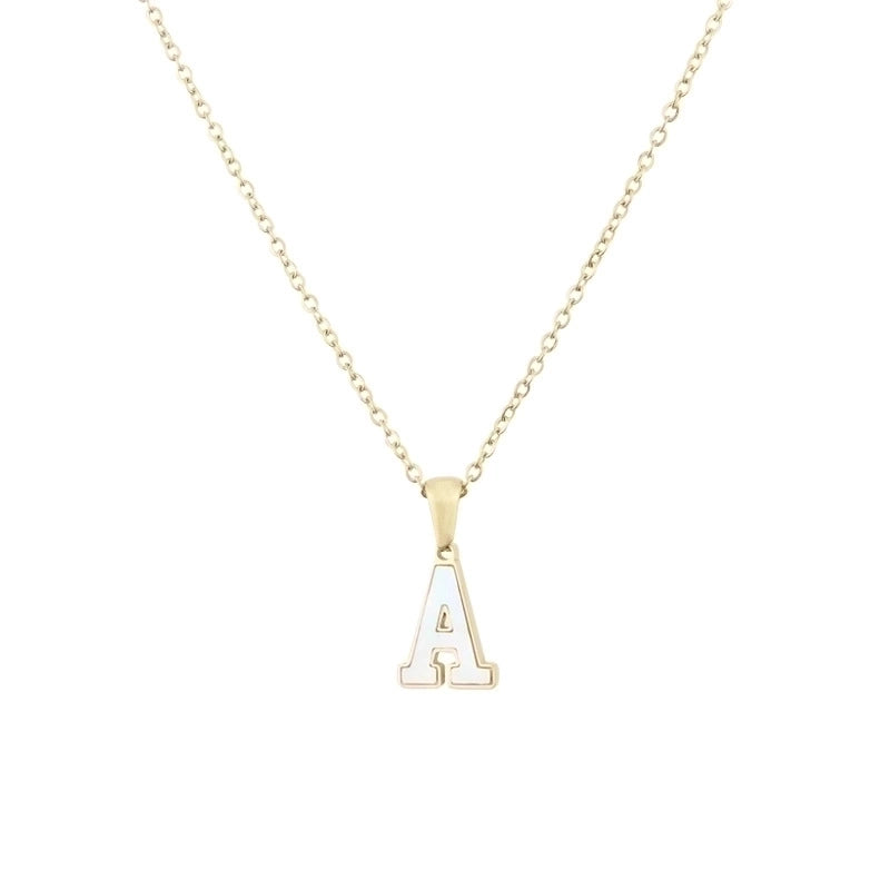 304 Stainless Steel Titanium Steel 18K Gold Plated Minimalist Plating Inlaid Shell Letter Shell