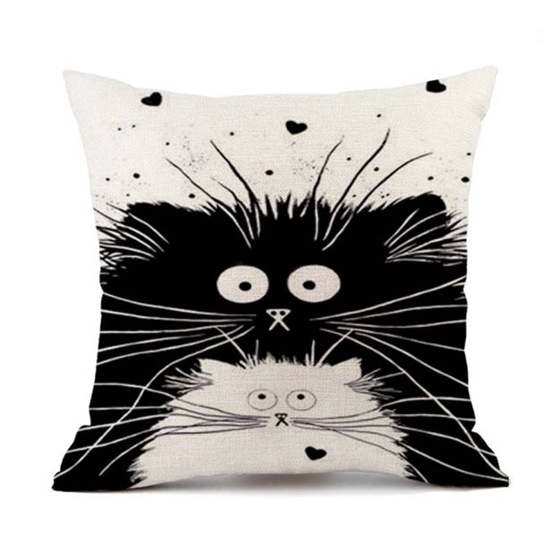 2 Pieces Cute Animal Cat Blended Pillow Cases