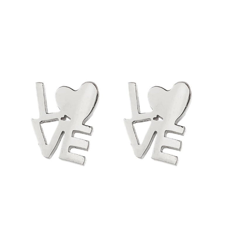 Minimalist Heart Shape Stainless Steel Plating Ear Studs 1 Pair