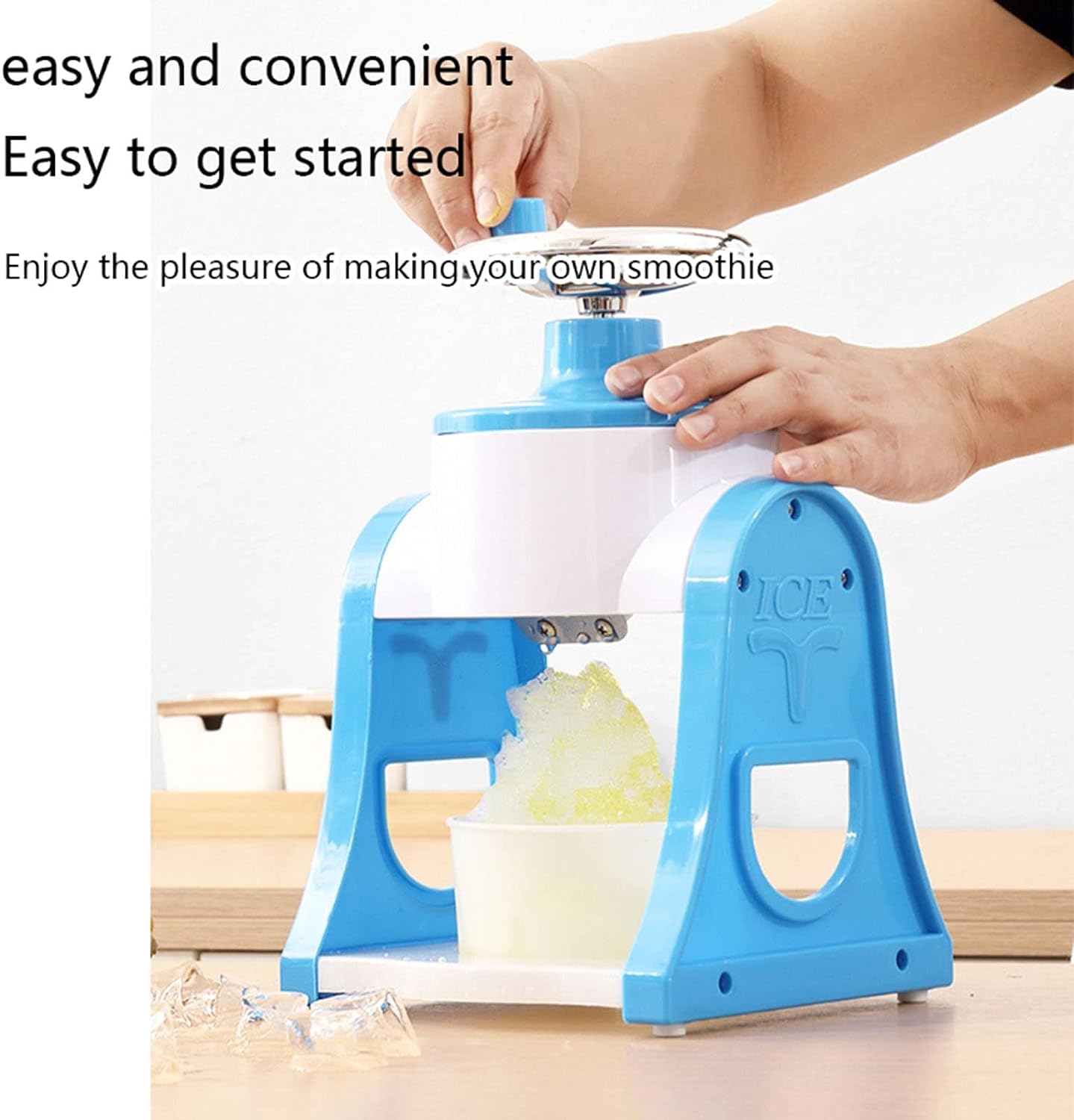 Portable Manual Ice Shaver Snow Ball Machine. Mini Ice Shaving Machine. Ice Cream Grinding Machine