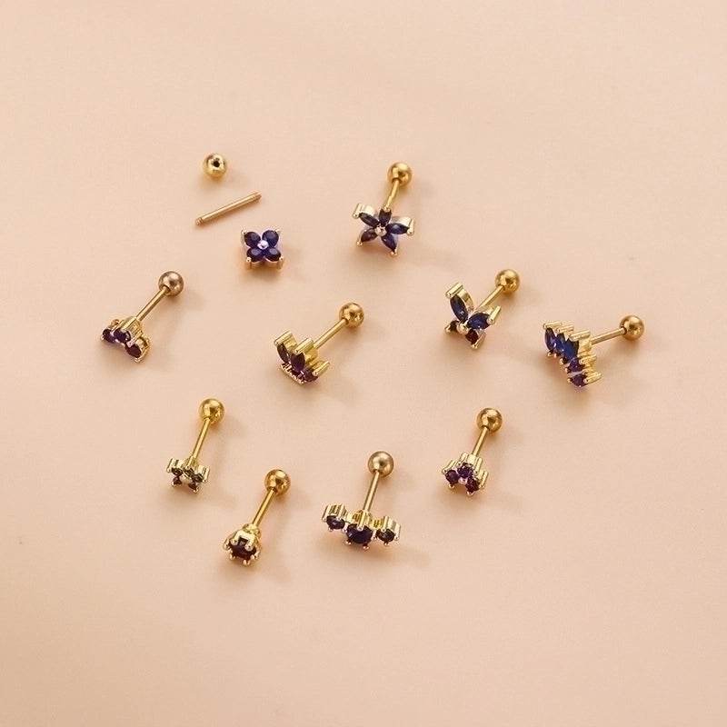 1 Piece Ear Cartilage Rings & Studs Fashion Flower 316L Stainless Steel  Copper Plating Inlay Zircon