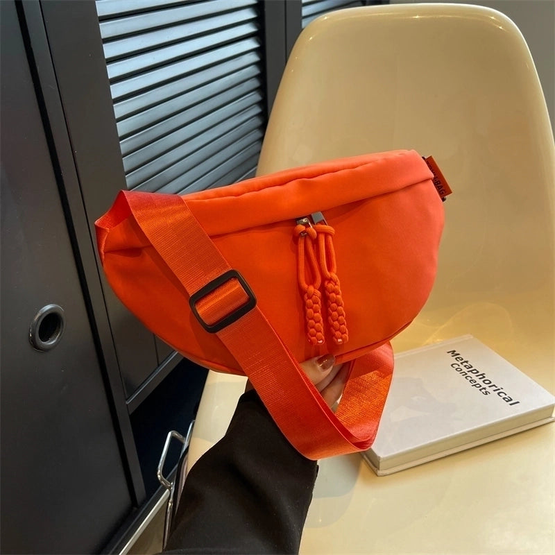 Women's Basic Solid Color Nylon Waist Bags