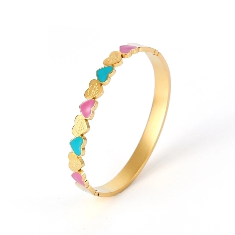 2 Pieces Fashion Geometric Stainless Steel Plating Zircon Bangle