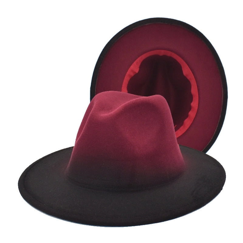 Color Matching New Gradient Jazz Hat Women's Fashion Woolen Hat Hat Men's Outdoor Sun Hat