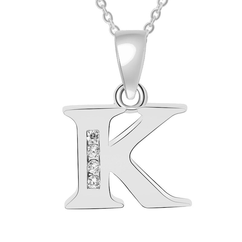 Minimalist Letter Copper Plating Inlay Zircon Pendant Necklace