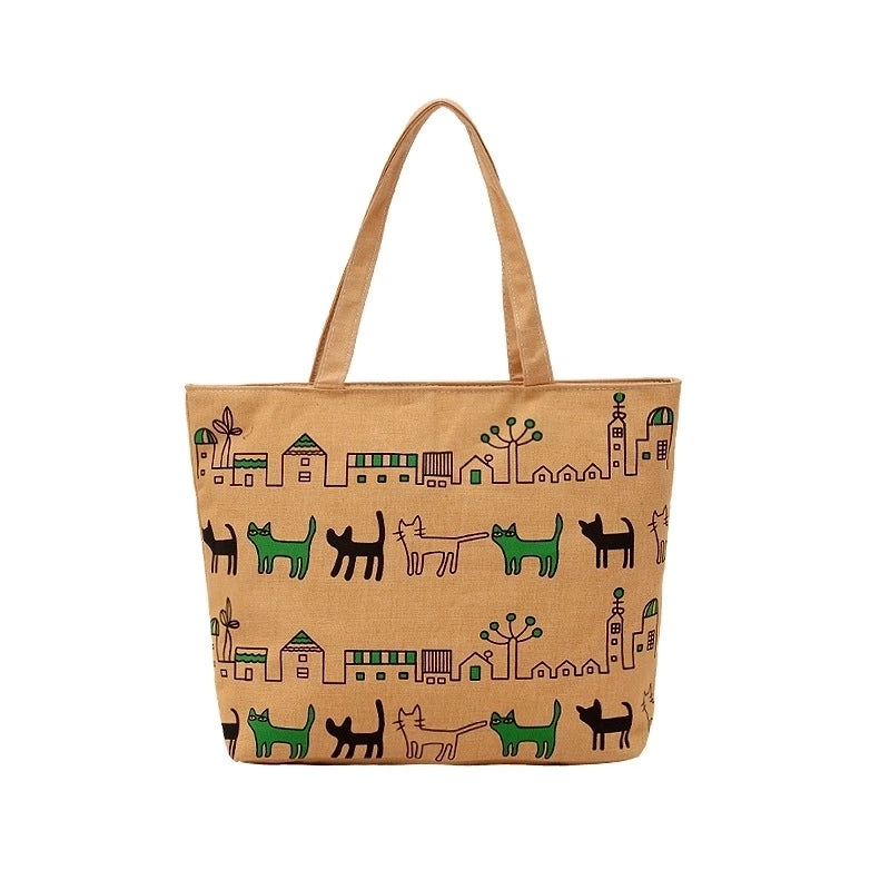 Women's Medium Nylon Printing Vintage Style Classic Style Square Zipper Tote Bag